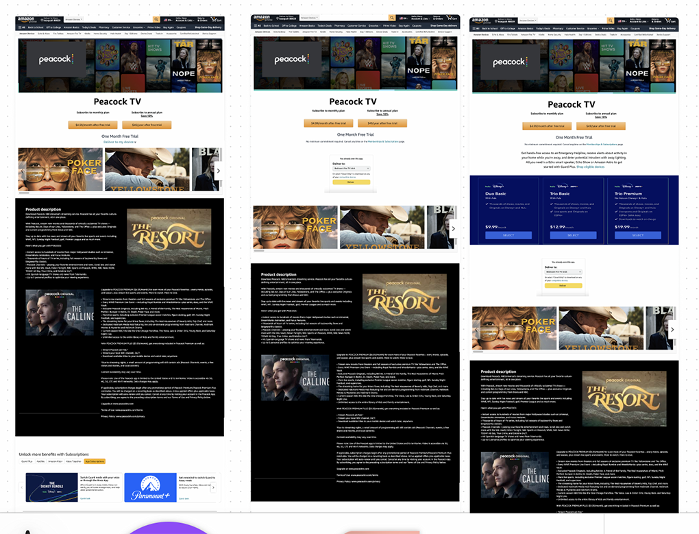 Web app premium detail page