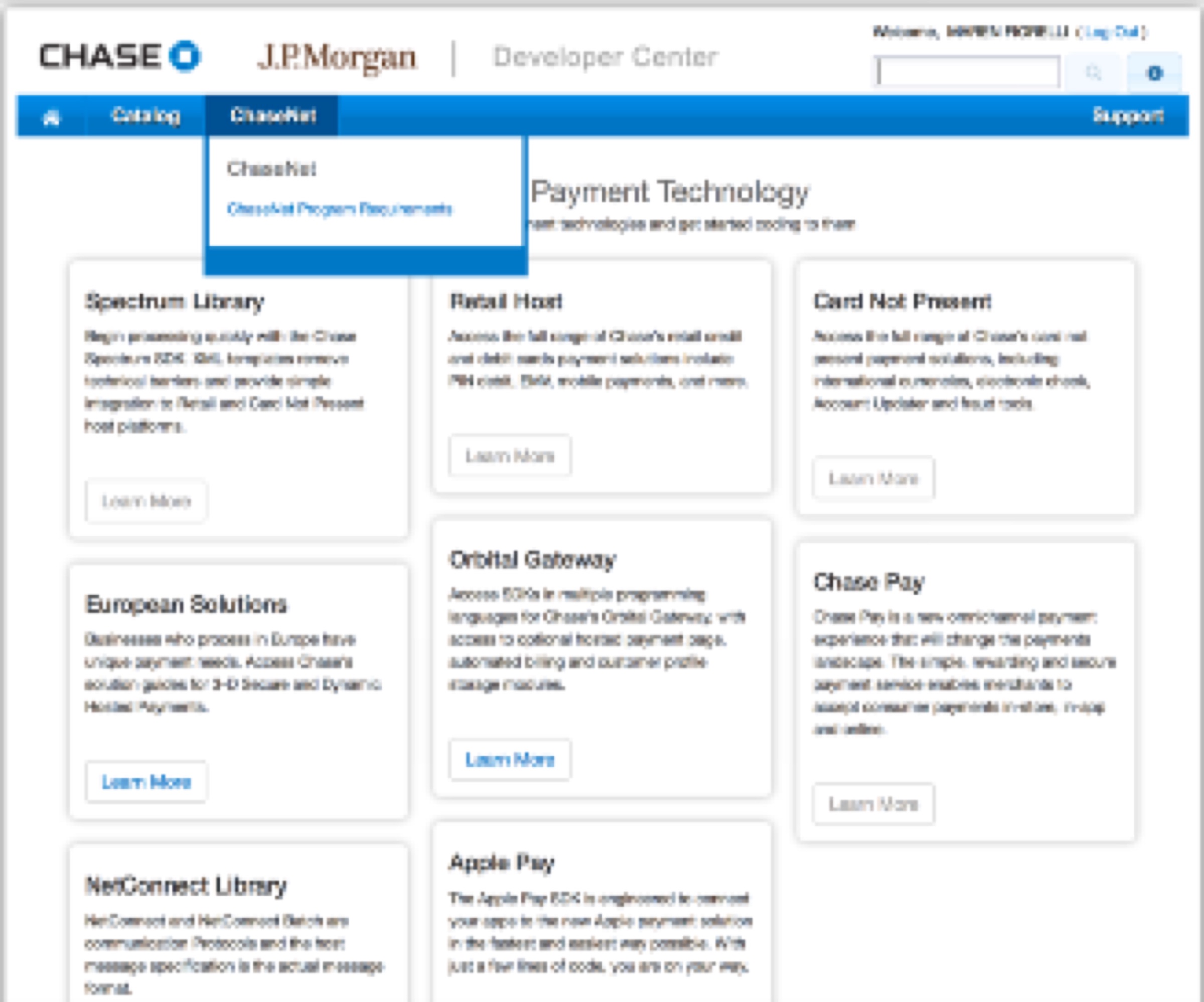 Merchant Services Developer Center — Payment-technology landing (archive)