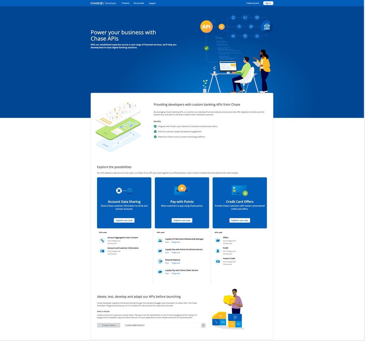 Chase Developer portal — the illustrative brand