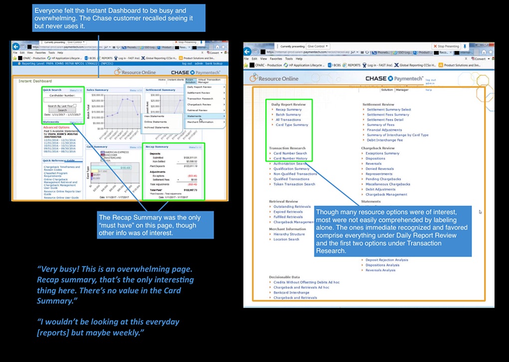 Baseline usability testing of the legacy Paymentech software.