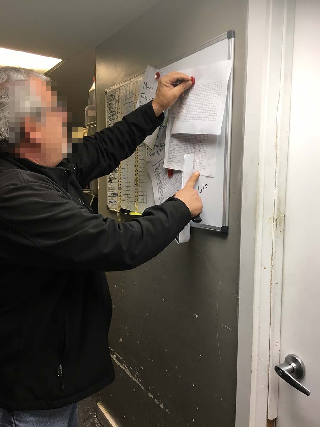 A pharmacy owner's handwritten schedules.