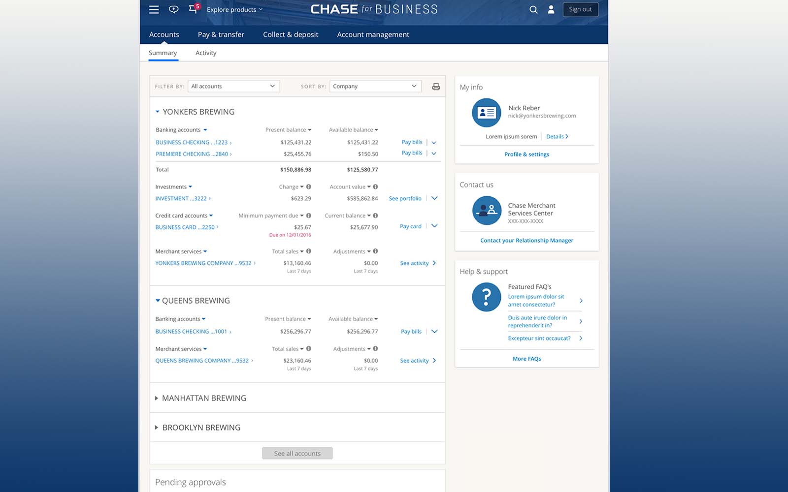 The Merchant Services hub vision.